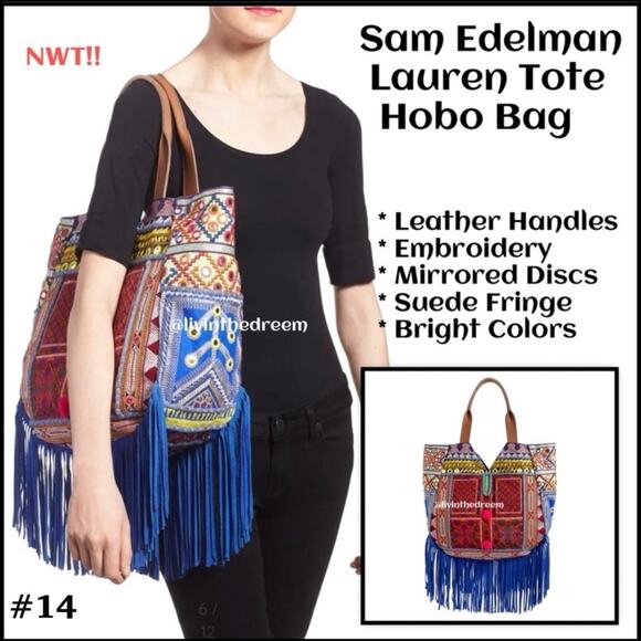 NWT Sam Edelman Lauren Shoulder Bag Tote Hobo Bag $298 - Picture 1 of 14